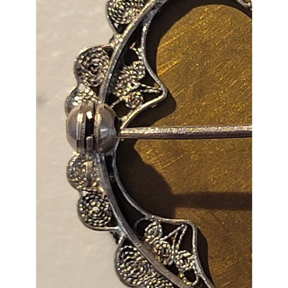 Unique Antique Vintage MICRO MOSAIC Brooch Pin Italian Hand Crafted Silver - Picture 6 of 12
